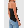 imagePRETTYGARDEN Tube Tops for Women Trendy Summer 2026 Spring Fashion Going Out Y2K Clothes Asymmetrical Ruched Strapless ShirtsBlack