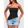 imagePRETTYGARDEN Tube Tops for Women Trendy Summer 2026 Spring Fashion Going Out Y2K Clothes Asymmetrical Ruched Strapless ShirtsBlack