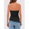 imagePRETTYGARDEN Tube Tops for Women Trendy Summer 2026 Spring Fashion Going Out Y2K Clothes Asymmetrical Ruched Strapless ShirtsBlack