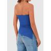 imagePRETTYGARDEN Tube Tops for Women Trendy Summer 2026 Spring Fashion Going Out Y2K Clothes Asymmetrical Ruched Strapless ShirtsBlue