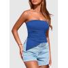 imagePRETTYGARDEN Tube Tops for Women Trendy Summer 2026 Spring Fashion Going Out Y2K Clothes Asymmetrical Ruched Strapless ShirtsBlue