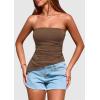 imagePRETTYGARDEN Tube Tops for Women Trendy Summer 2026 Spring Fashion Going Out Y2K Clothes Asymmetrical Ruched Strapless ShirtsCoffee