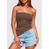 imagePRETTYGARDEN Tube Tops for Women Trendy Summer 2026 Spring Fashion Going Out Y2K Clothes Asymmetrical Ruched Strapless ShirtsCoffee