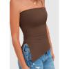 imagePRETTYGARDEN Tube Tops for Women Trendy Summer 2026 Spring Fashion Going Out Y2K Clothes Asymmetrical Ruched Strapless ShirtsCoffee