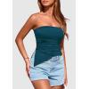 imagePRETTYGARDEN Tube Tops for Women Trendy Summer 2026 Spring Fashion Going Out Y2K Clothes Asymmetrical Ruched Strapless ShirtsDark Blue