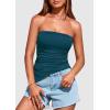 imagePRETTYGARDEN Tube Tops for Women Trendy Summer 2026 Spring Fashion Going Out Y2K Clothes Asymmetrical Ruched Strapless ShirtsDark Blue