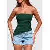 imagePRETTYGARDEN Tube Tops for Women Trendy Summer 2026 Spring Fashion Going Out Y2K Clothes Asymmetrical Ruched Strapless ShirtsDark Green