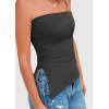 imagePRETTYGARDEN Tube Tops for Women Trendy Summer 2026 Spring Fashion Going Out Y2K Clothes Asymmetrical Ruched Strapless ShirtsDark Grey