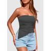 imagePRETTYGARDEN Tube Tops for Women Trendy Summer 2026 Spring Fashion Going Out Y2K Clothes Asymmetrical Ruched Strapless ShirtsDark Grey