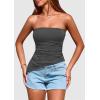imagePRETTYGARDEN Tube Tops for Women Trendy Summer 2026 Spring Fashion Going Out Y2K Clothes Asymmetrical Ruched Strapless ShirtsDark Grey