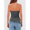 imagePRETTYGARDEN Tube Tops for Women Trendy Summer 2026 Spring Fashion Going Out Y2K Clothes Asymmetrical Ruched Strapless ShirtsDark Grey