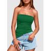 imagePRETTYGARDEN Tube Tops for Women Trendy Summer 2026 Spring Fashion Going Out Y2K Clothes Asymmetrical Ruched Strapless ShirtsGreen