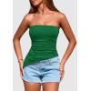 imagePRETTYGARDEN Tube Tops for Women Trendy Summer 2026 Spring Fashion Going Out Y2K Clothes Asymmetrical Ruched Strapless ShirtsGreen