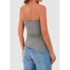 imagePRETTYGARDEN Tube Tops for Women Trendy Summer 2026 Spring Fashion Going Out Y2K Clothes Asymmetrical Ruched Strapless ShirtsGrey