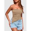 imagePRETTYGARDEN Tube Tops for Women Trendy Summer 2026 Spring Fashion Going Out Y2K Clothes Asymmetrical Ruched Strapless ShirtsKhaki
