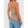 imagePRETTYGARDEN Tube Tops for Women Trendy Summer 2026 Spring Fashion Going Out Y2K Clothes Asymmetrical Ruched Strapless ShirtsKhaki