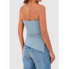 imagePRETTYGARDEN Tube Tops for Women Trendy Summer 2026 Spring Fashion Going Out Y2K Clothes Asymmetrical Ruched Strapless ShirtsLight Grey Blue