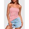 imagePRETTYGARDEN Tube Tops for Women Trendy Summer 2026 Spring Fashion Going Out Y2K Clothes Asymmetrical Ruched Strapless ShirtsPink