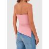 imagePRETTYGARDEN Tube Tops for Women Trendy Summer 2026 Spring Fashion Going Out Y2K Clothes Asymmetrical Ruched Strapless ShirtsPink