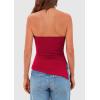 imagePRETTYGARDEN Tube Tops for Women Trendy Summer 2026 Spring Fashion Going Out Y2K Clothes Asymmetrical Ruched Strapless ShirtsRed