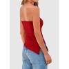 imagePRETTYGARDEN Tube Tops for Women Trendy Summer 2026 Spring Fashion Going Out Y2K Clothes Asymmetrical Ruched Strapless ShirtsRed
