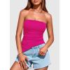 imagePRETTYGARDEN Tube Tops for Women Trendy Summer 2026 Spring Fashion Going Out Y2K Clothes Asymmetrical Ruched Strapless ShirtsRose Red