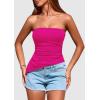 imagePRETTYGARDEN Tube Tops for Women Trendy Summer 2026 Spring Fashion Going Out Y2K Clothes Asymmetrical Ruched Strapless ShirtsRose Red