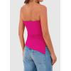 imagePRETTYGARDEN Tube Tops for Women Trendy Summer 2026 Spring Fashion Going Out Y2K Clothes Asymmetrical Ruched Strapless ShirtsRose Red