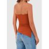 imagePRETTYGARDEN Tube Tops for Women Trendy Summer 2026 Spring Fashion Going Out Y2K Clothes Asymmetrical Ruched Strapless ShirtsRust Red