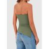 imagePRETTYGARDEN Tube Tops for Women Trendy Summer 2026 Spring Fashion Going Out Y2K Clothes Asymmetrical Ruched Strapless ShirtsSage Green