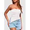 imagePRETTYGARDEN Tube Tops for Women Trendy Summer 2026 Spring Fashion Going Out Y2K Clothes Asymmetrical Ruched Strapless ShirtsWhite