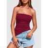 imagePRETTYGARDEN Tube Tops for Women Trendy Summer 2026 Spring Fashion Going Out Y2K Clothes Asymmetrical Ruched Strapless ShirtsWine Red