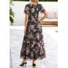 imagePRETTYGARDEN Tulle Floral Dress Women Summer Wedding Guest 2026 Spring Short Sleeve Maxi Smocked Flowy Beach Party DressesArmy Green Pink Floral