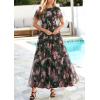 imagePRETTYGARDEN Tulle Floral Dress Women Summer Wedding Guest 2026 Spring Short Sleeve Maxi Smocked Flowy Beach Party DressesArmy Green Pink Floral