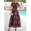 imagePRETTYGARDEN Tulle Floral Dress Women Summer Wedding Guest 2026 Spring Short Sleeve Maxi Smocked Flowy Beach Party DressesBlack Floral