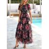imagePRETTYGARDEN Tulle Floral Dress Women Summer Wedding Guest 2026 Spring Short Sleeve Maxi Smocked Flowy Beach Party DressesBlack Floral
