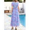imagePRETTYGARDEN Tulle Floral Dress Women Summer Wedding Guest 2026 Spring Short Sleeve Maxi Smocked Flowy Beach Party DressesBlue Pink Floral