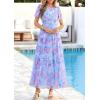 imagePRETTYGARDEN Tulle Floral Dress Women Summer Wedding Guest 2026 Spring Short Sleeve Maxi Smocked Flowy Beach Party DressesBlue Pink Floral
