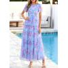 imagePRETTYGARDEN Tulle Floral Dress Women Summer Wedding Guest 2026 Spring Short Sleeve Maxi Smocked Flowy Beach Party DressesBlue Pink Floral