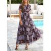imagePRETTYGARDEN Tulle Floral Dress Women Summer Wedding Guest 2026 Spring Short Sleeve Maxi Smocked Flowy Beach Party DressesBrown Blue Floral