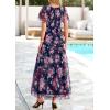 imagePRETTYGARDEN Tulle Floral Dress Women Summer Wedding Guest 2026 Spring Short Sleeve Maxi Smocked Flowy Beach Party DressesNavy Multi Floral