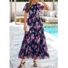 imagePRETTYGARDEN Tulle Floral Dress Women Summer Wedding Guest 2026 Spring Short Sleeve Maxi Smocked Flowy Beach Party DressesNavy Multi Floral
