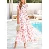 imagePRETTYGARDEN Tulle Floral Dress Women Summer Wedding Guest 2026 Spring Short Sleeve Maxi Smocked Flowy Beach Party DressesWhite Pink Floral