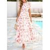 imagePRETTYGARDEN Tulle Floral Dress Women Summer Wedding Guest 2026 Spring Short Sleeve Maxi Smocked Flowy Beach Party DressesWhite Pink Floral