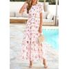 imagePRETTYGARDEN Tulle Floral Dress Women Summer Wedding Guest 2026 Spring Short Sleeve Maxi Smocked Flowy Beach Party DressesWhite Pink Floral