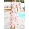 imagePRETTYGARDEN Tulle Floral Dress Women Summer Wedding Guest 2026 Spring Short Sleeve Maxi Smocked Flowy Beach Party DressesWhite Pink Floral