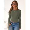 imagePRETTYGARDEN Women 2026 Fall Clothes Long Sleeve Shirts Ribbed Knit Fitted Basic Tee Going Out Tops Underscrub Casual OutfitsArmy Green