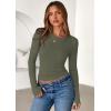 imagePRETTYGARDEN Women 2026 Fall Clothes Long Sleeve Shirts Ribbed Knit Fitted Basic Tee Going Out Tops Underscrub Casual OutfitsArmy Green