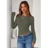 imagePRETTYGARDEN Women 2026 Fall Clothes Long Sleeve Shirts Ribbed Knit Fitted Basic Tee Going Out Tops Underscrub Casual OutfitsArmy Green