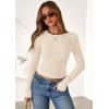 imagePRETTYGARDEN Women 2026 Fall Clothes Long Sleeve Shirts Ribbed Knit Fitted Basic Tee Going Out Tops Underscrub Casual OutfitsBeige